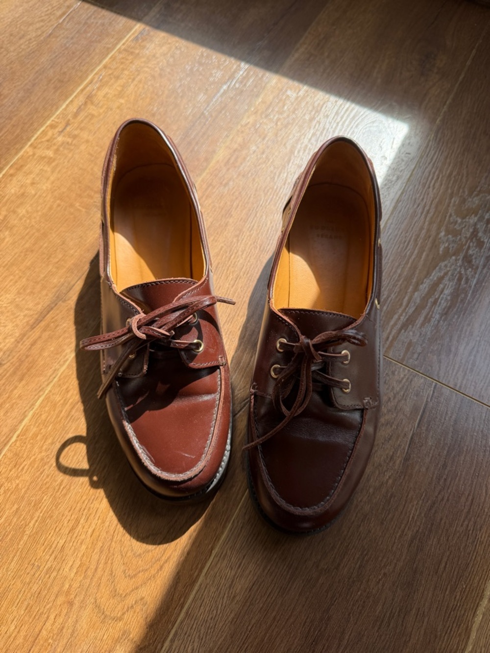Sézane Brown Leather Lace-Up Boat Shoe Loafers - Picture 2 of 7